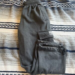 Pro Club Men’s Dark Grey Charcoal Cargo Sweatpants Size Small